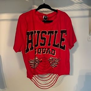 Red hustle crop top